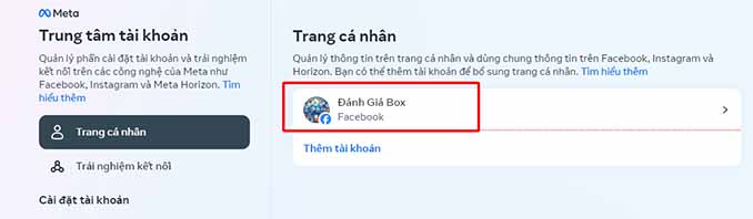 Chọn tài khoản muốn thay đổi Tên