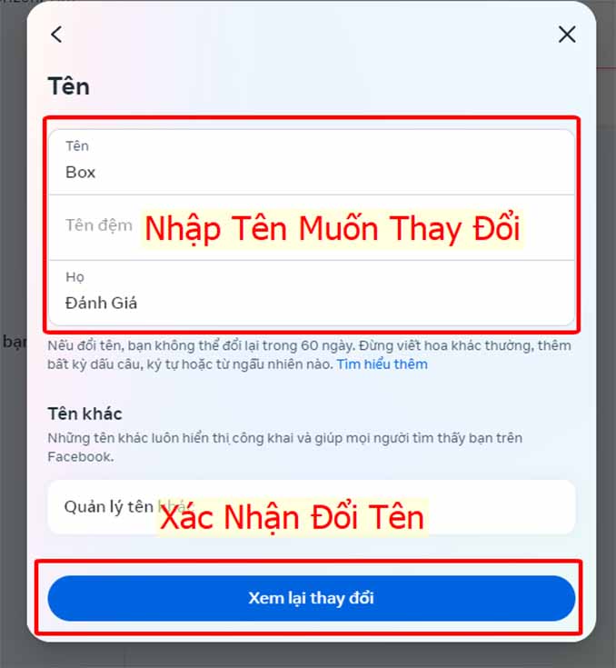 Thay đổi tên Facebook