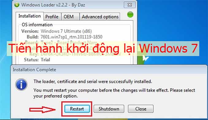 Hướng dẫn cách Activate Win 7 miễn phí bằng phần mềm Windows Loader