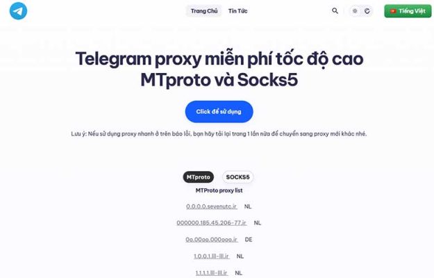 Cách vào Telegram bằng proxy khi bị chặn bằng Teleproxy.org