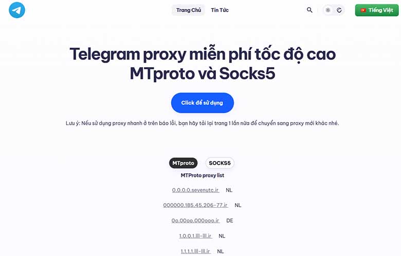 Cách vào Telegram bằng proxy khi bị chặn bằng Teleproxy.org
