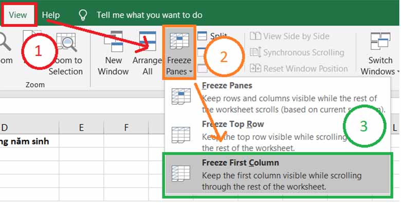Cách cố định cột trong Excel nhanh gọn, dễ hiểu cho người mới