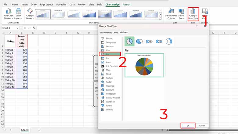 Cách vẽ biểu đồ trong Excel chi tiết, dễ hiểu cho người mới học