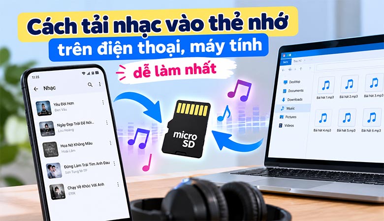 Cách tải nhạc vào thẻ nhớ trên điện thoại, máy tính dễ làm nhất